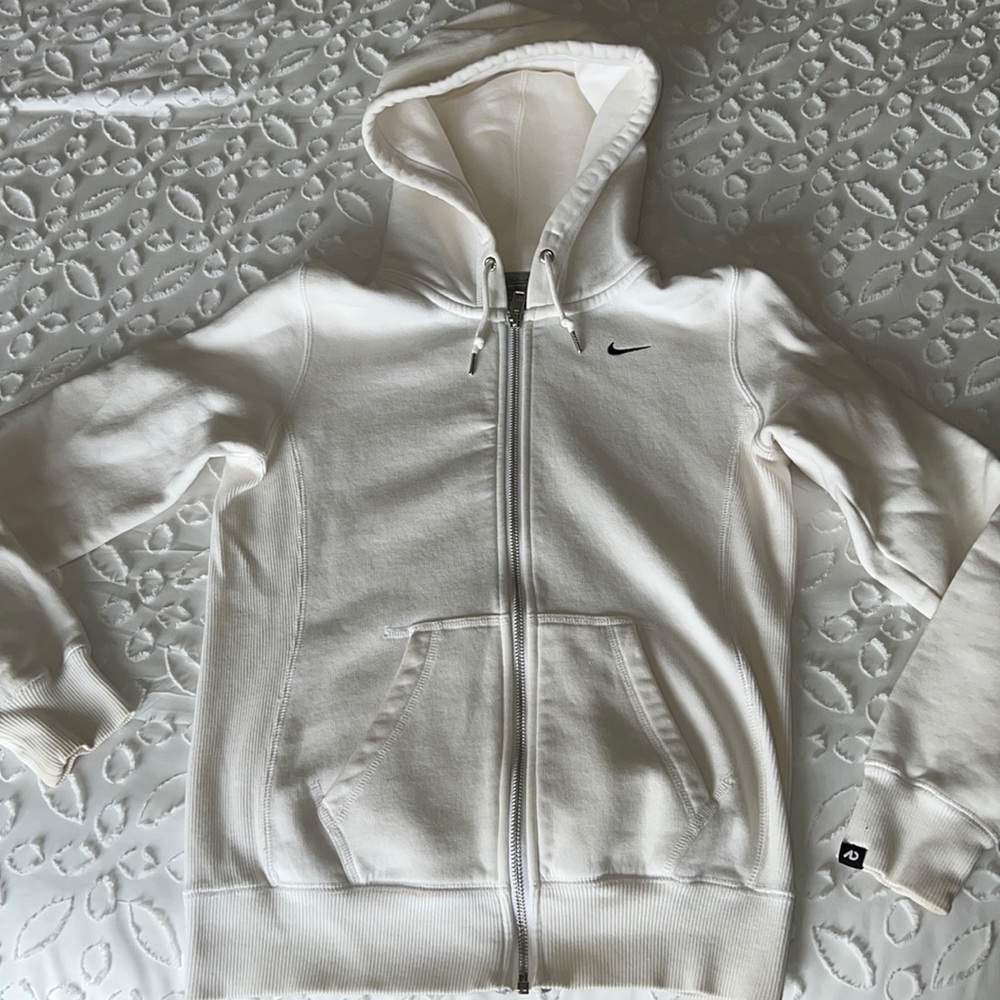 Nike White Hooded Zip Up Jacket
